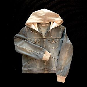 Halogen Denim hoody jacket L